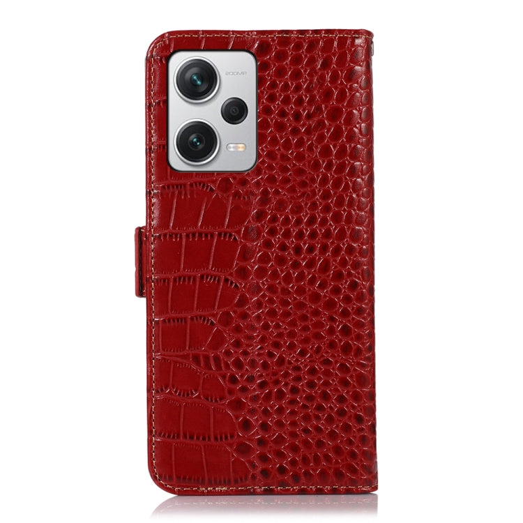 For Xiaomi Redmi Note 12 Pro+ China Magnetic Crocodile Texture Genuine Leather RFID Phone Case(Red) - Note 12 Pro+ Cases by PMC TechLife | Online Shopping South Africa | PMC TechLife