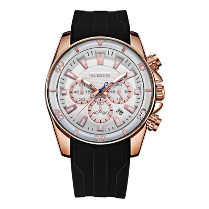 OCHSTIN 6094A Multifunctional Quartz Waterproof Luminous Men Watch(Rose Gold+White) - Leather Strap Watches by OCHSTIN | Online Shopping South Africa | PMC Jewellery | Buy Now Pay Later Mobicred