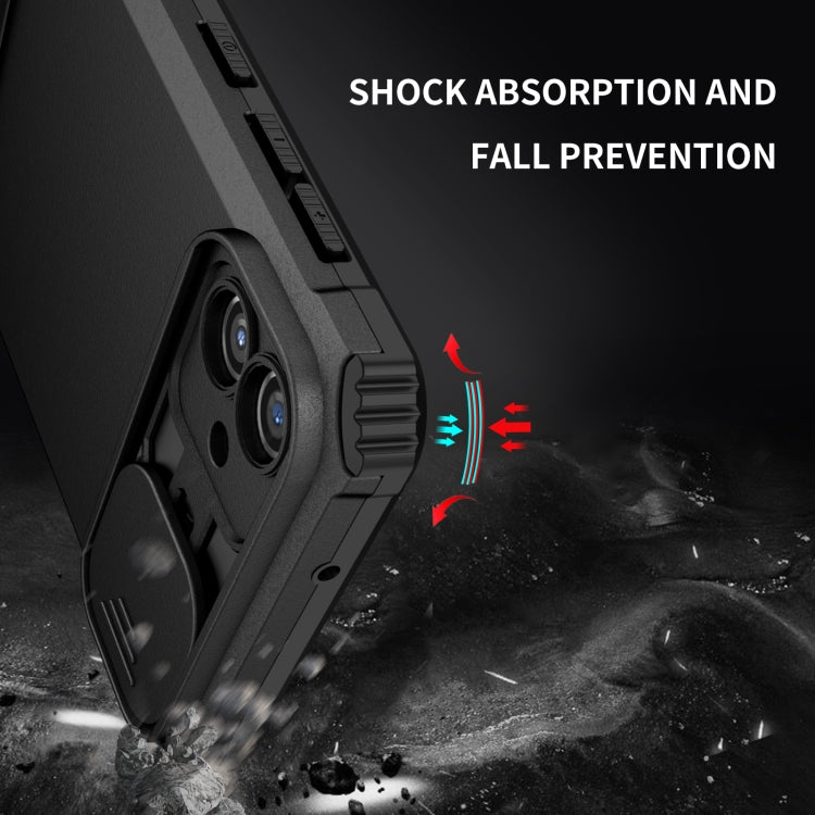 For Samsung Galaxy A04 4G Stereoscopic Holder Sliding Camshield Phone Case(Black) - free shipping - PMC TechLife - Order now!