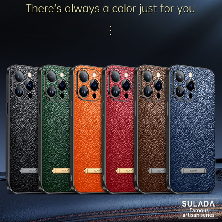 For iPhone 14 Pro SULADA Invisible Bracket Leather Back Cover Phone Case(Blue) - iPhone 14 Pro Cases by SULADA | Online Shopping South Africa | PMC TechLife | Buy Now Pay Later Mobicred