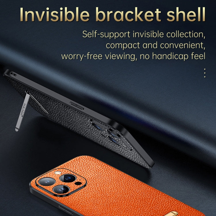 For iPhone 14 Pro SULADA Invisible Bracket Leather Back Cover Phone Case(Blue) - iPhone 14 Pro Cases by SULADA | Online Shopping South Africa | PMC TechLife | Buy Now Pay Later Mobicred