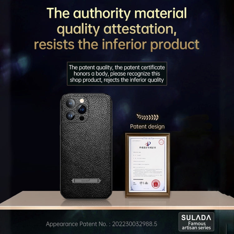 For iPhone 14 Pro SULADA Invisible Bracket Leather Back Cover Phone Case(Blue) - iPhone 14 Pro Cases by SULADA | Online Shopping South Africa | PMC TechLife | Buy Now Pay Later Mobicred