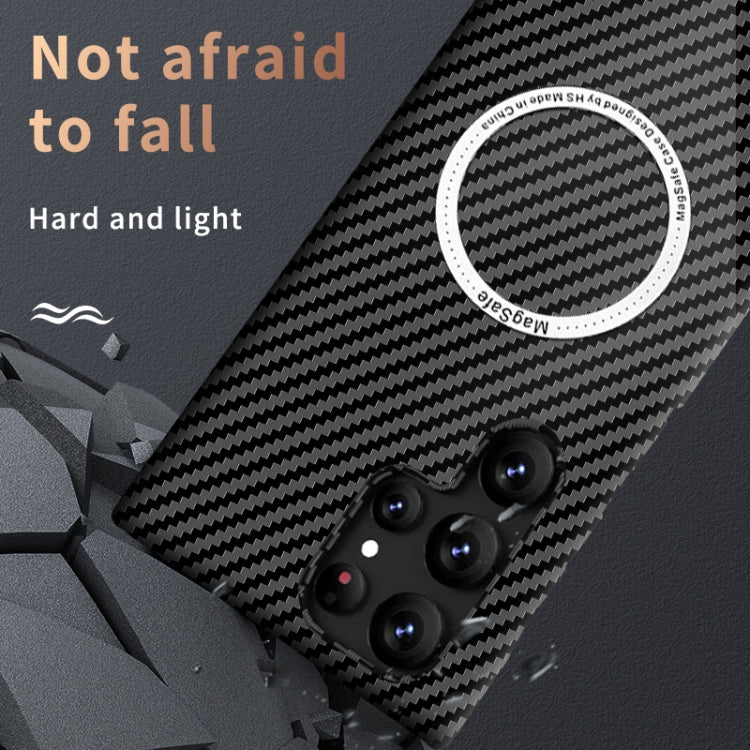 For Samsung Galaxy S23 Ultra 5G Carbon Fiber Texture MagSafe Magnetic Phone Case(Black Blue) - Galaxy S23 Ultra 5G Cases by PMC TechLife | Online Shopping South Africa | PMC TechLife