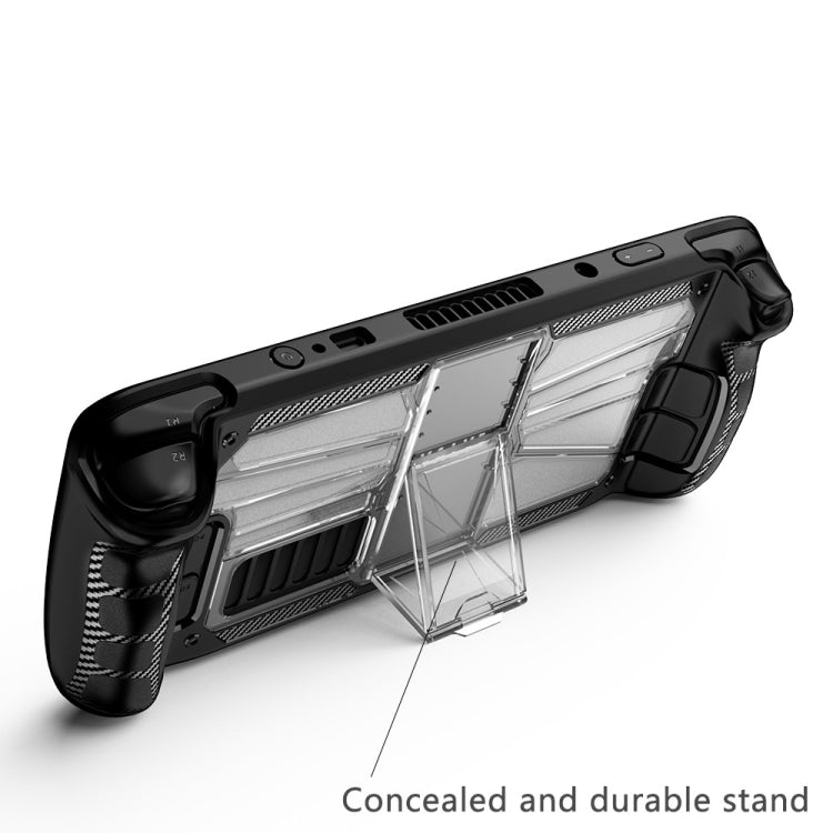 For Steam Deck Shockproof PC + TPU Game Console Protective Case with Holder(Black+Transparent) - Accessories by PMC TechLife | Online Shopping South Africa | PMC TechLife