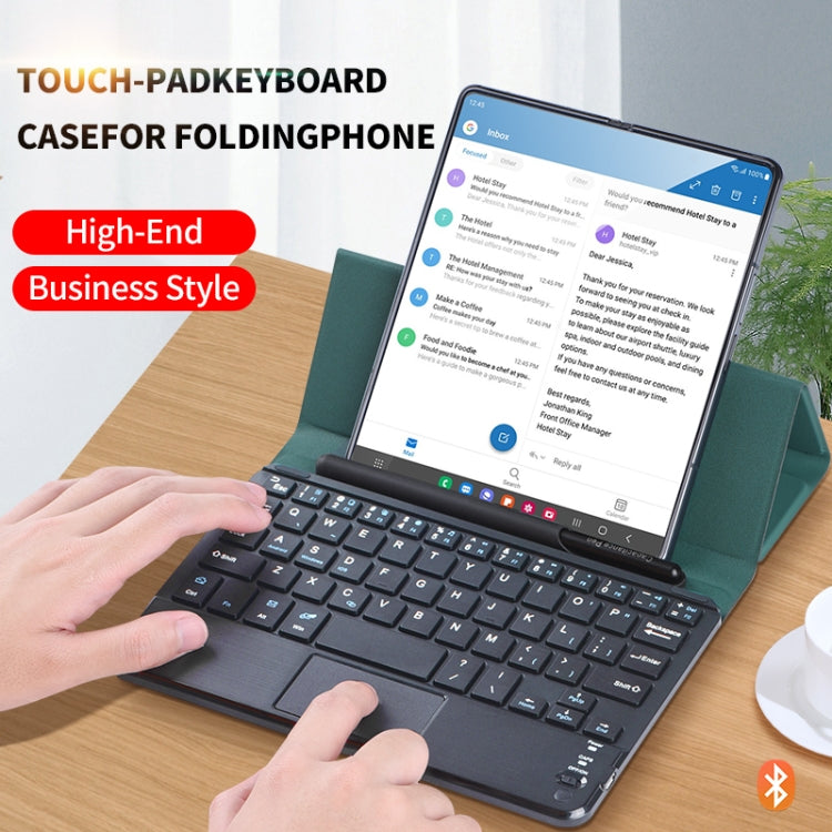 For Samsung Galaxy Z Fold3 GKK Magnetic Folding Bluetooth Keyboard Leather Case with Touchpad / Pen(Dark Green) - Samsung Keyboard by GKK | Online Shopping South Africa | PMC Jewellery