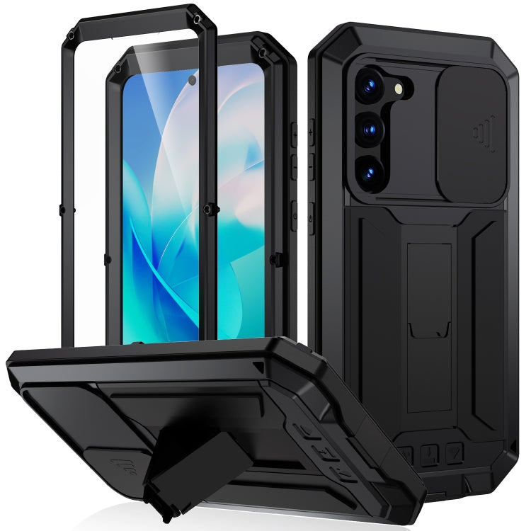 For Samsung Galaxy S23 5G R-JUST Sliding Camera Design Life Waterproof Dustproof Shockproof Phone Case(Black) - free shipping - PMC TechLife - Order now!