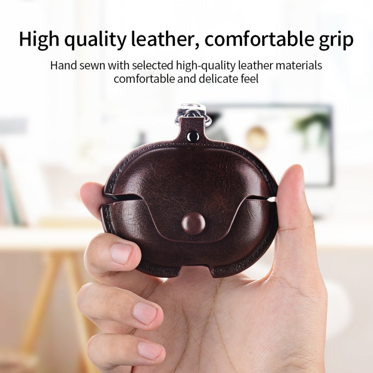 For Huawei FreeBuds Pro 2 Business Leather Earphone Protective Case with Hook(Light Brown) - Huawei Earphone Case by PMC TechLife | Online Shopping South Africa | PMC TechLife