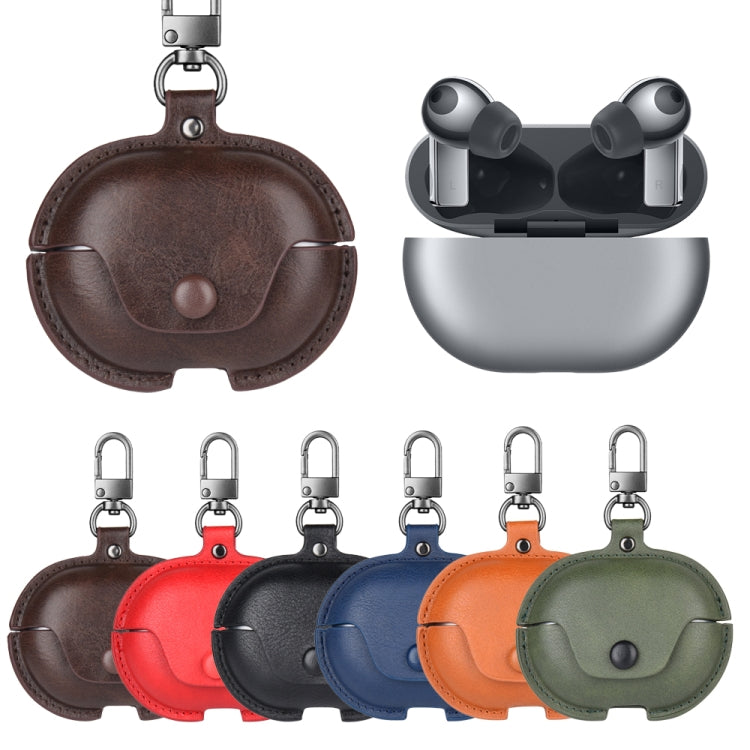 For Huawei FreeBuds Pro Business Leather Earphone Protective Case with Hook(Green) - Huawei Earphone Case by PMC TechLife | Online Shopping South Africa | PMC TechLife