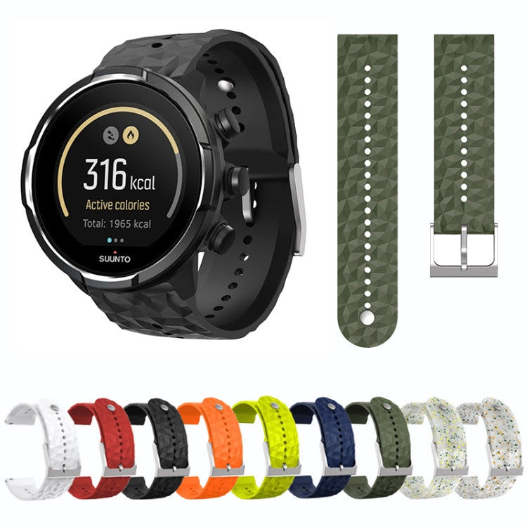 For Suunto 9 Rhombus Texture Silicone Watch Band(Army Green) - free shipping - PMC TechLife - Order now!