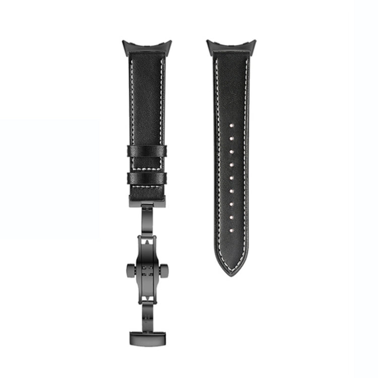For Google Pixel Watch Butterfly Buckle Genuine Leather Watch Band(Black Black) - free shipping - PMC TechLife - Order now!