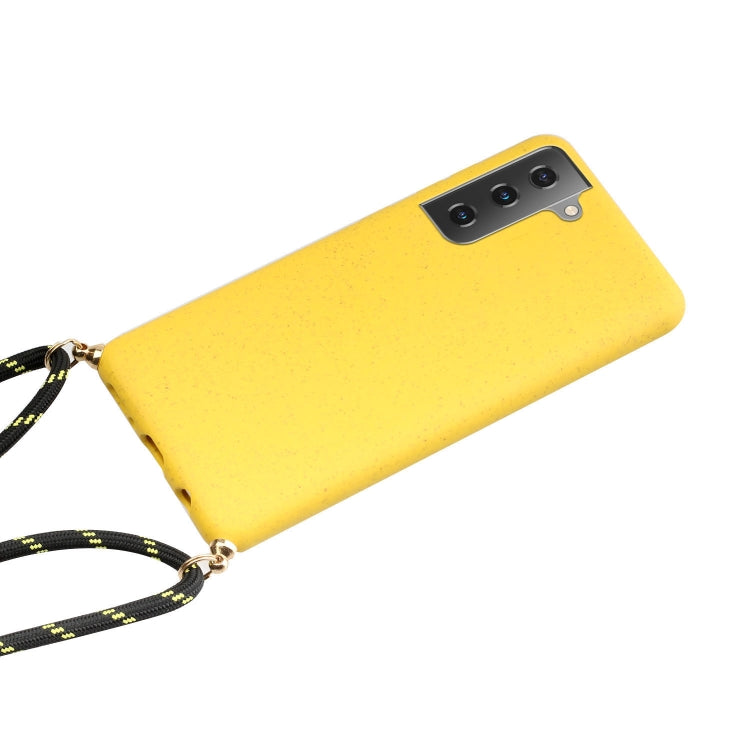 For Samsung Galaxy S23 5G Wheat Straw Material + TPU Protective Case with Lanyard(Yellow) - free shipping - PMC TechLife - Order now!