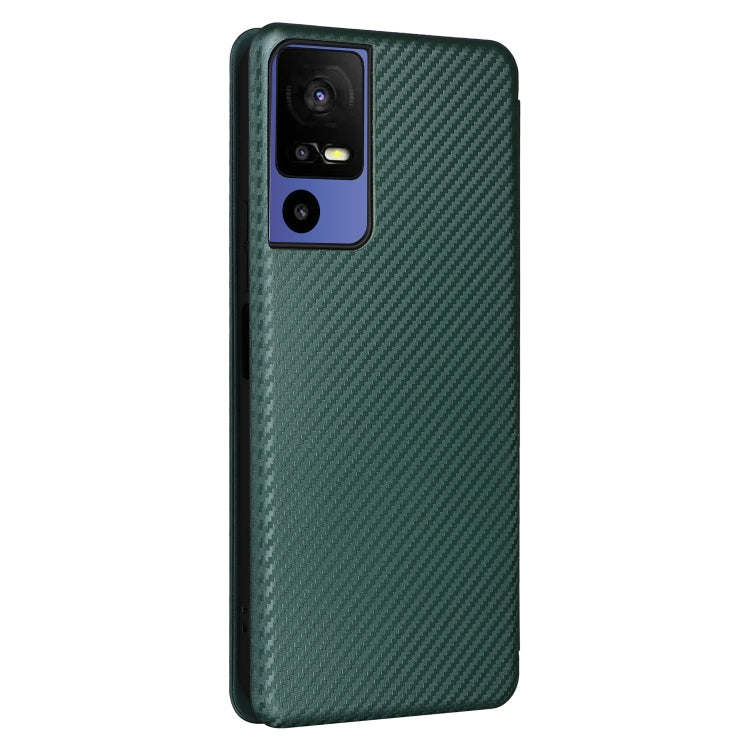 For TCL 40SE Carbon Fiber Texture Flip Leather Phone Case(Green) - More Brand by PMC Jewellery | Online Shopping South Africa | PMC Jewellery