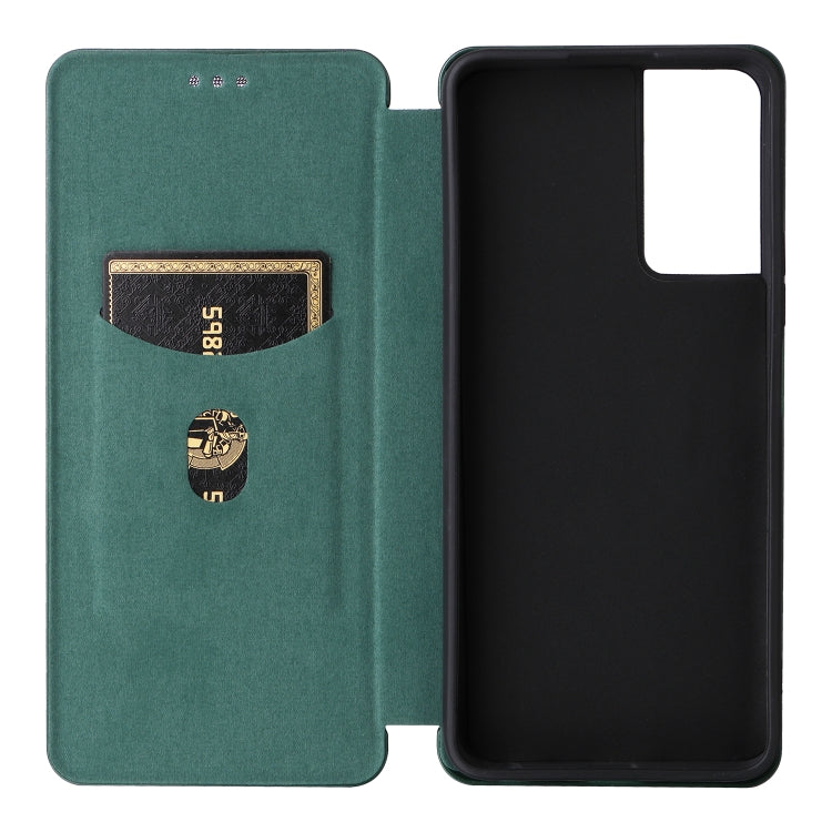 For TCL 40SE Carbon Fiber Texture Flip Leather Phone Case(Green) - More Brand by PMC Jewellery | Online Shopping South Africa | PMC Jewellery