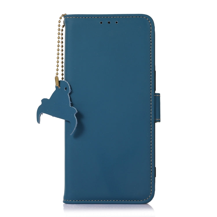 For OnePlus Nord CE 3 Lite Genuine Leather Magnetic RFID Leather Phone Case(Blue) - OnePlus Cases by PMC Jewellery | Online Shopping South Africa | PMC Jewellery