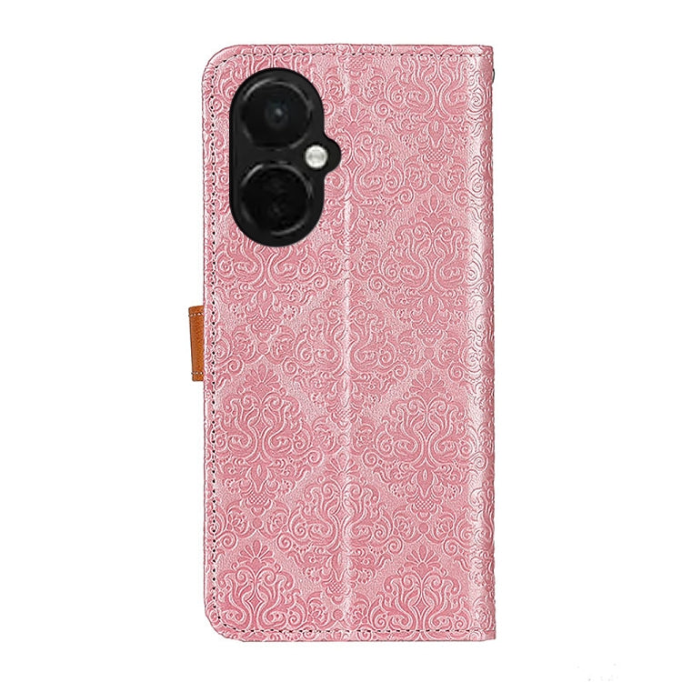 For OnePlus Nord CE 3 Lite European Floral Embossed Flip Leather Phone Case(Pink) - OnePlus Cases by PMC Jewellery | Online Shopping South Africa | PMC Jewellery