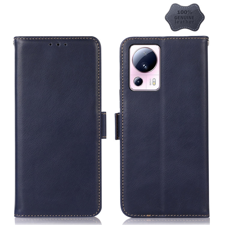 For Xiaomi 13 Lite / Civi 2 Crazy Horse Top Layer Cowhide Leather Phone Case(Blue) - 13 Lite Cases by PMC Jewellery | Online Shopping South Africa | PMC Jewellery