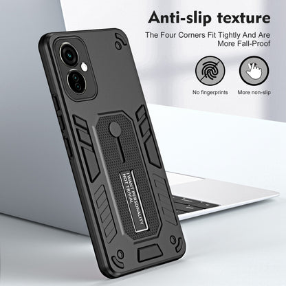 For Tecno Camon 19 Neo Variety Brave Armor Finger Loop Holder Phone Case(Black) - Tecno Cases by PMC Jewellery | Online Shopping South Africa | PMC Jewellery