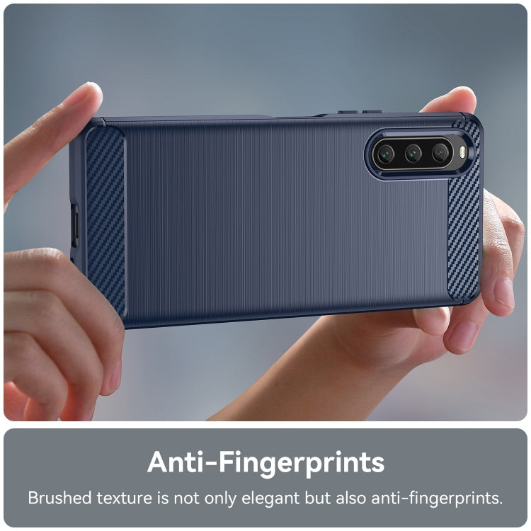 For Sony Xperia 10 V Brushed Texture Carbon Fiber TPU Phone Case(Blue) - Sony Cases by PMC TechLife | Online Shopping South Africa | PMC TechLife | Buy Now Pay Later Mobicred