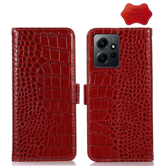 For Xiaomi Redmi Note 12 4G Global Crocodile Top Layer Cowhide Leather Phone Case(Red) - Note 12 Cases by PMC Jewellery | Online Shopping South Africa | PMC Jewellery