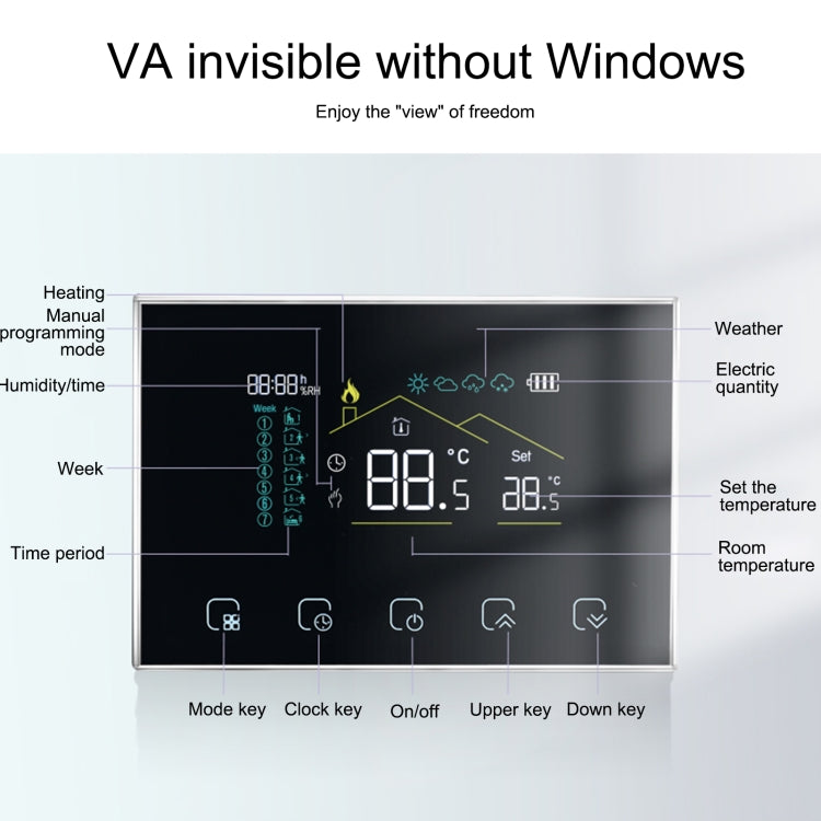 BHT-8000RF-VA- GACW Wireless Smart LED Screen Thermostat With WiFi, Specification:Water / Boiler Heating - Thermostat & Thermometer by PMC TechLife | Online Shopping South Africa | PMC TechLife