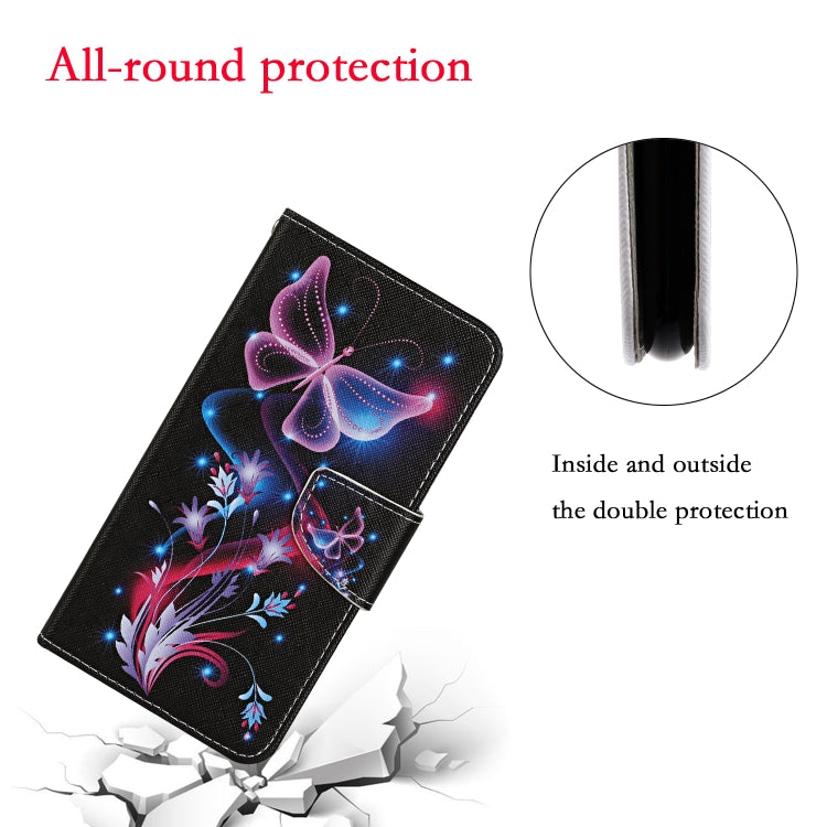 For Xiaomi Redmi 12C Colored Drawing Pattern Flip Leather Phone Case(Fluorescent Butterfly) - free shipping - PMC TechLife - Order now!