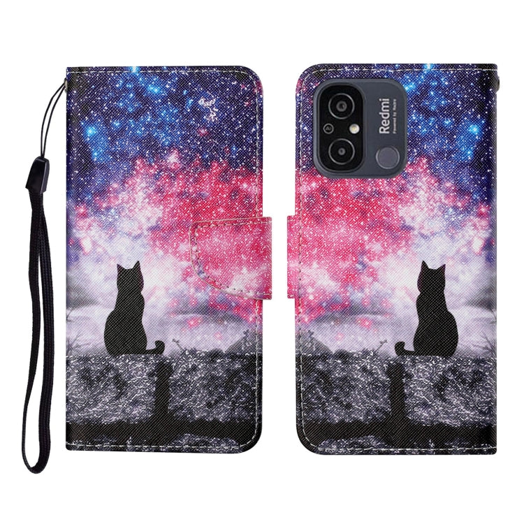 For Xiaomi Redmi 12C Colored Drawing Pattern Flip Leather Phone Case(Star Sky Cat) - free shipping - PMC TechLife - Order now!