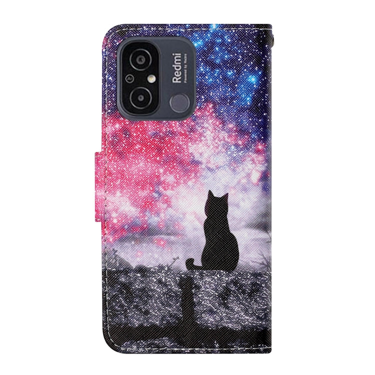 For Xiaomi Redmi 12C Colored Drawing Pattern Flip Leather Phone Case(Star Sky Cat) - free shipping - PMC TechLife - Order now!