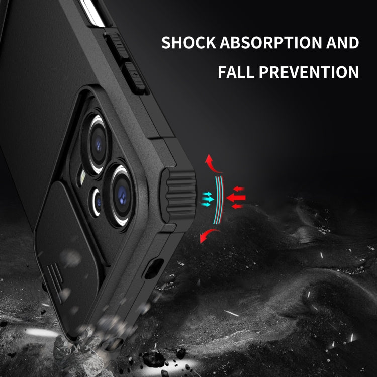 For Xiaomi Redmi Note 12 5G / Poco X5 Stereoscopic Holder Sliding Camshield Phone Case(Black) - free shipping - PMC TechLife - Order now!