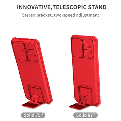 For Xiaomi Redmi Note 12 5G / Poco X5 Stereoscopic Holder Sliding Camshield Phone Case(Red) - Note 12 Cases by PMC Jewellery | Online Shopping South Africa | PMC Jewellery