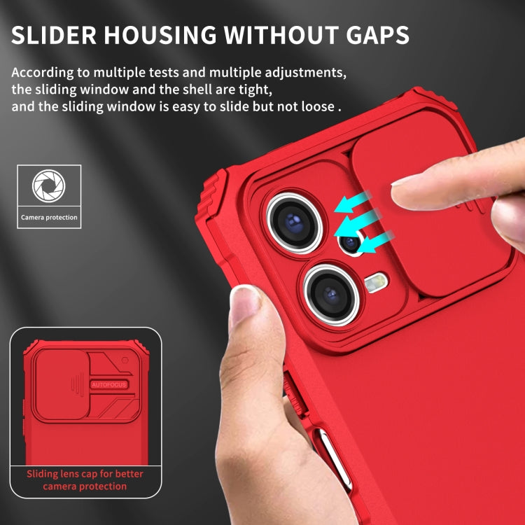 For Xiaomi Redmi Note 12 5G / Poco X5 Stereoscopic Holder Sliding Camshield Phone Case(Red) - Note 12 Cases by PMC Jewellery | Online Shopping South Africa | PMC Jewellery