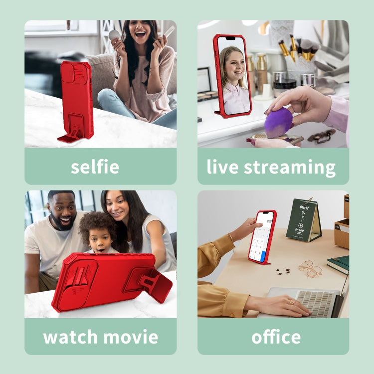 For Xiaomi Redmi Note 12 5G / Poco X5 Stereoscopic Holder Sliding Camshield Phone Case(Red) - free shipping - PMC TechLife - Order now!
