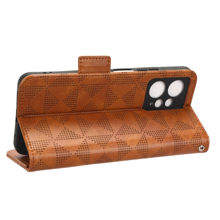 For Xiaomi Redmi Note 12 4G Global Symmetrical Triangle Leather Phone Case(Brown) - free shipping - PMC TechLife - Order now!