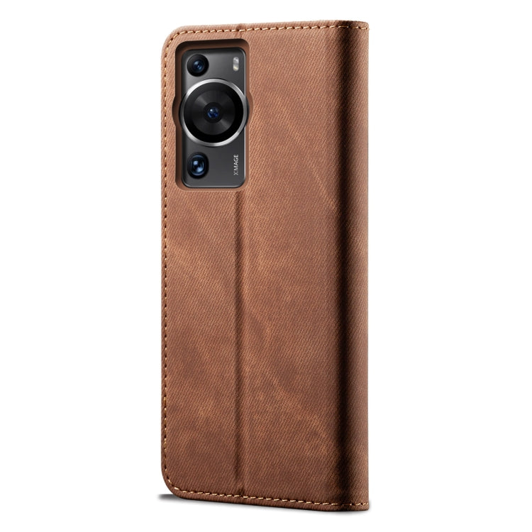 For Huawei P60/P60 Pro Denim Texture Leather Phone Case(Brown) - free shipping - PMC TechLife - Order now!