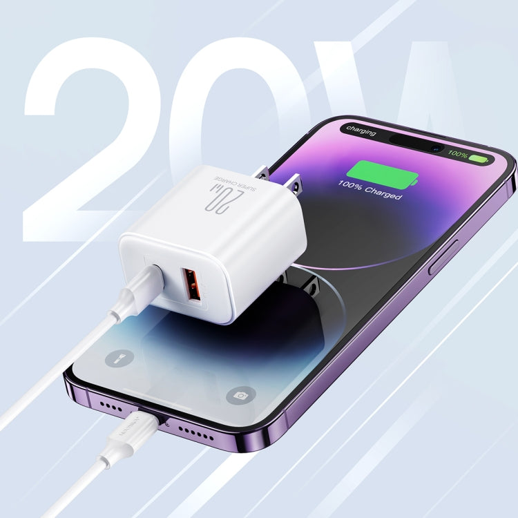 J0YROOM TCF05 20W USB+USB-C/Type-C Dual Interface Fast Charger Set, Specification:US Plug(White) - USB Charger by JOYROOM | Online Shopping South Africa | PMC Jewellery