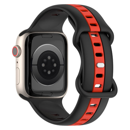 Nail Buckle Two-color Watch Band For Apple Watch Ultra 49mm / Series 8&7 45mm / SE 2&6&SE&5&4 44mm / 3&2&1 42mm(Black Red) -  by PMC Jewellery | Online Shopping South Africa | PMC Jewellery