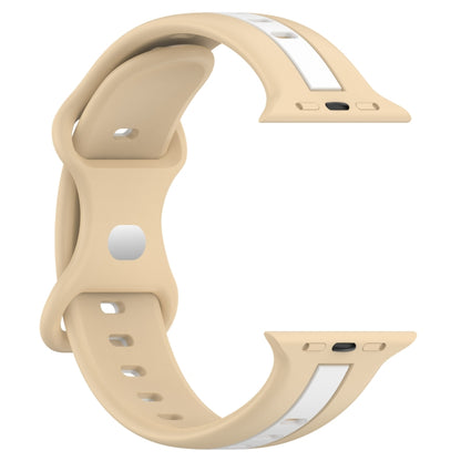 Nail Buckle Two-color Watch Band For Apple Watch Ultra 49mm / Series 8&7 45mm / SE 2&6&SE&5&4 44mm / 3&2&1 42mm(Khaki White) - Smart Wear by PMC Jewellery | Online Shopping South Africa | PMC Jewellery