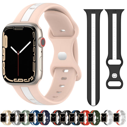 Nail Buckle Two-color Watch Band For Apple Watch Ultra 49mm / Series 8&7 45mm / SE 2&6&SE&5&4 44mm / 3&2&1 42mm(Black Red) -  by PMC Jewellery | Online Shopping South Africa | PMC Jewellery