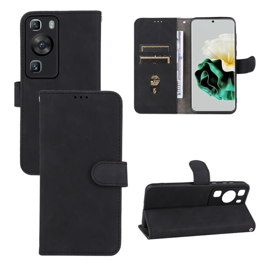 For Huawei P60 / P60 Pro Skin Feel Magnetic Flip Leather Phone Case(Black) - Huawei Cases by PMC Jewellery | Online Shopping South Africa | PMC Jewellery