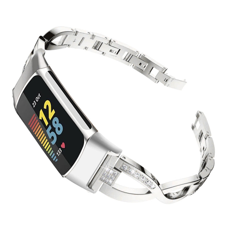 For Fitbit Charge 2 Diamond Metal Watch Band(Silver) -  by PMC TechLife | Online Shopping South Africa | PMC TechLife