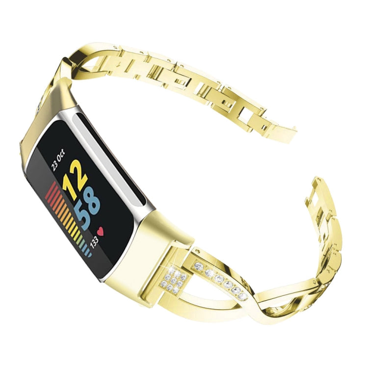 For Fitbit Charge 3 / 4 Diamond Metal Watch Band(Gold) - Smart Wear by PMC TechLife | Online Shopping South Africa | PMC TechLife