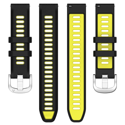 For Amazfit GTR Mini 20mm Cross Texture Two Color Silicone Stainless Steel Buckle Watch Band(Black Lime Green) -  by PMC Jewellery | Online Shopping South Africa | PMC Jewellery