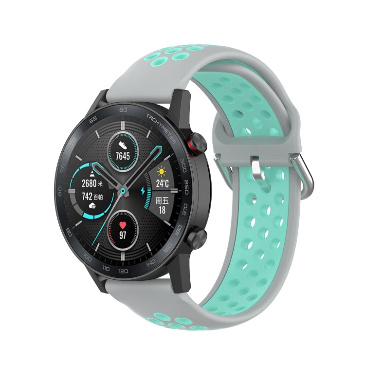 For Honor Watch GS 3i 22mm Sports Two-tone Silicone Watch Band(Grey Teal) -  by PMC Jewellery | Online Shopping South Africa | PMC Jewellery