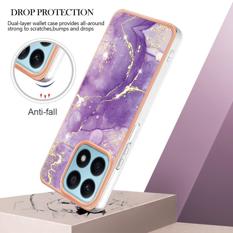 For Honor X8a Electroplating Marble Dual-side IMD Phone Case(Purple 002) - Honor Cases by PMC Jewellery | Online Shopping South Africa | PMC Jewellery