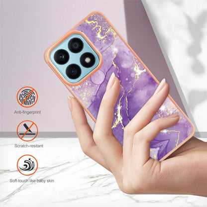 For Honor X8a Electroplating Marble Dual-side IMD Phone Case(Purple 002) - Honor Cases by PMC Jewellery | Online Shopping South Africa | PMC Jewellery