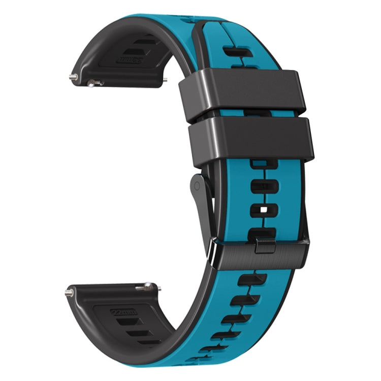 22mm Universal Vertical Line Two-Color Silicone Watch Band(Sky Blue+Black) - Smart Wear by PMC TechLife | Online Shopping South Africa | PMC TechLife