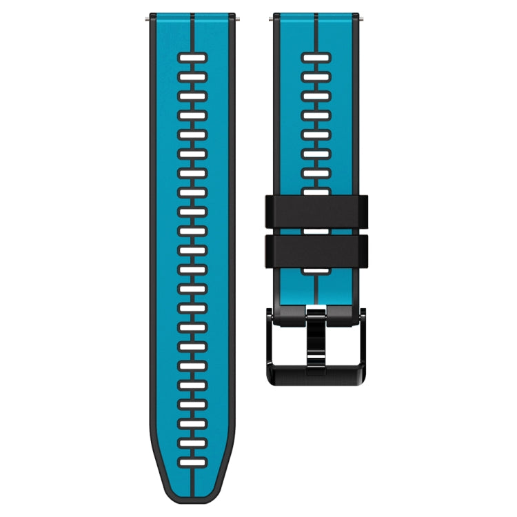 22mm Universal Vertical Line Two-Color Silicone Watch Band(Sky Blue+Black) - Smart Wear by PMC Jewellery | Online Shopping South Africa | PMC Jewellery