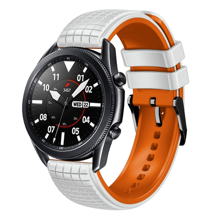 22mm Universal Mesh Two-Tone Silicone Watch Band(White Orange) - Smart Wear by PMC Jewellery | Online Shopping South Africa | PMC Jewellery