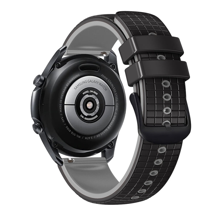 22mm Universal Mesh Two-Tone Silicone Watch Band(Black Gray) - Smart Wear by PMC TechLife | Online Shopping South Africa | PMC TechLife