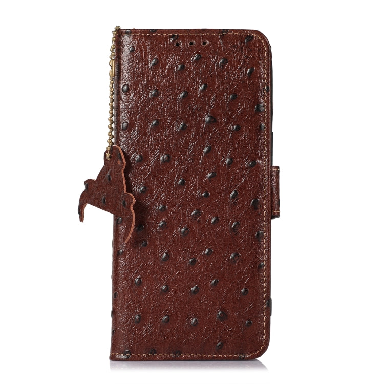 For Xiaomi Redmi Note 12 Turbo Ostrich Pattern Genuine Leather RFID Phone Case(Coffee) - free shipping - PMC TechLife - Order now!