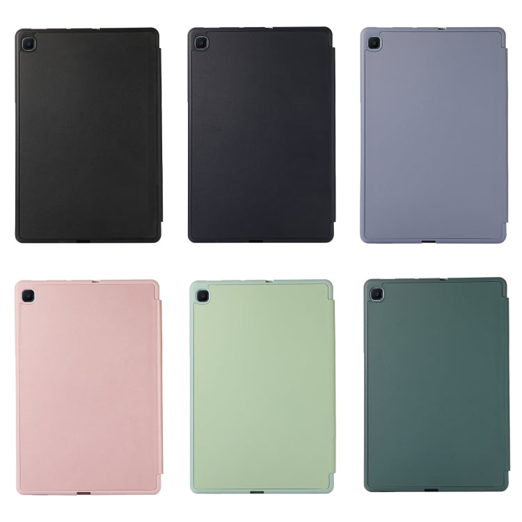For Samsung Galaxy Tab S6 Lite/Tab S6 Lite 2022 Solid Color 3-folding Leather Tablet Case(Black) - free shipping - PMC TechLife - Order now!